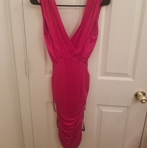 Hot pink ruched Bebe dress